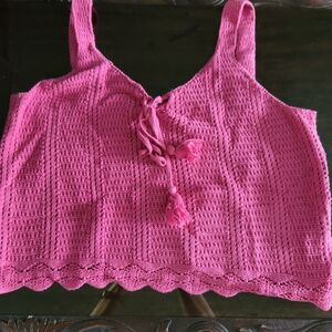 Old Navy Fuchsia Crochet Tank Top